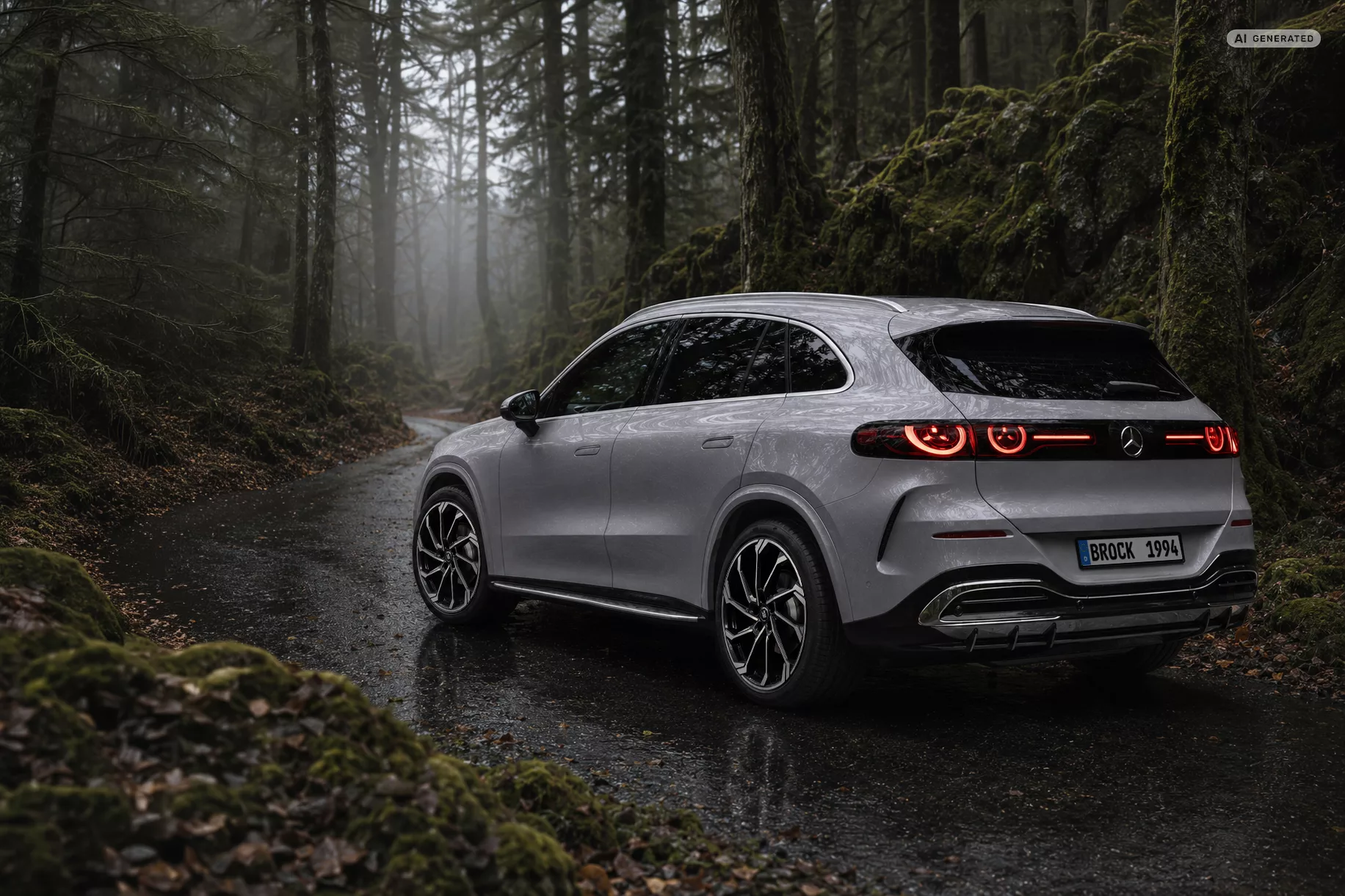 Mercedes GLC EQ mit RC-Design RC36 auf einer Waldstraße